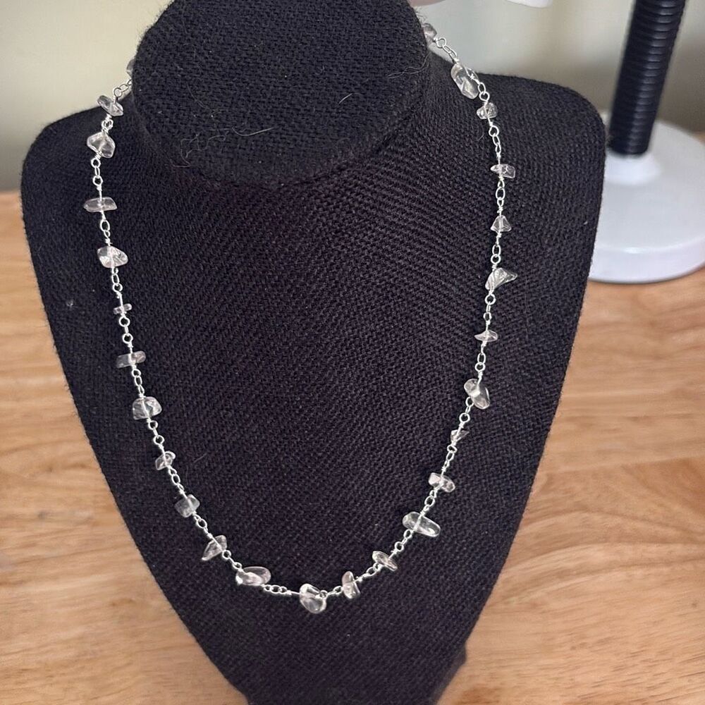Sparkling Crystal and Silver Necklace, 18”, NEW, Handmade